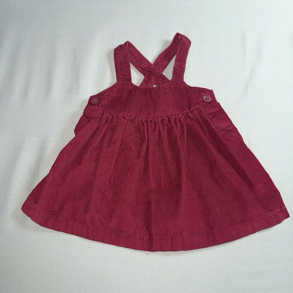 Carter's Baby Girl Maroon Corduroy Overall Dress Size 0-3 Months